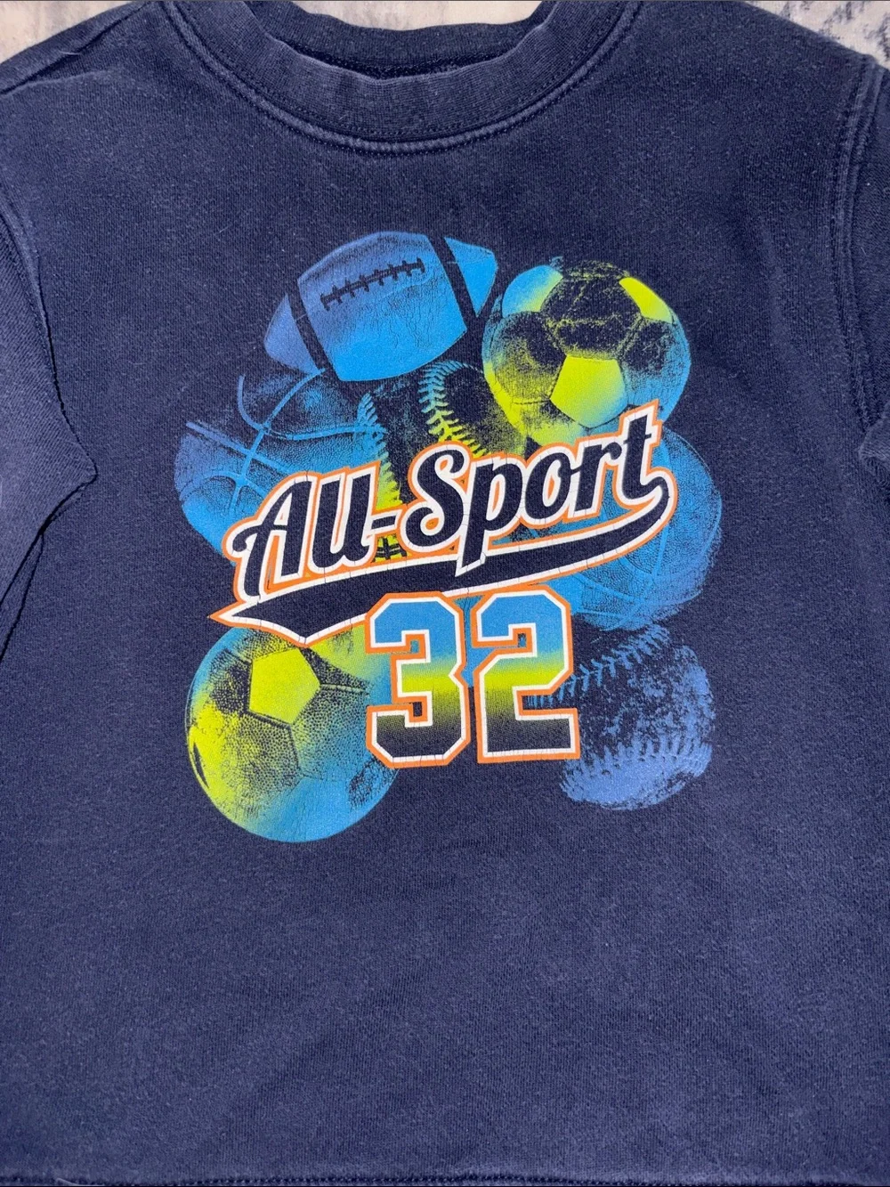 🦋Joe Boxer Navy Crewneck Sweatshirt with Multicolor Sports Graphic